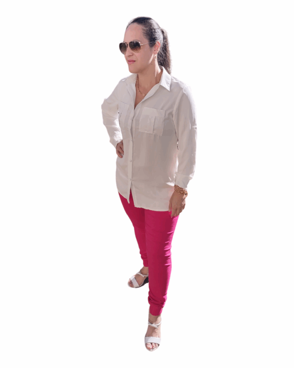 Chemise Manga Longa com Cinto