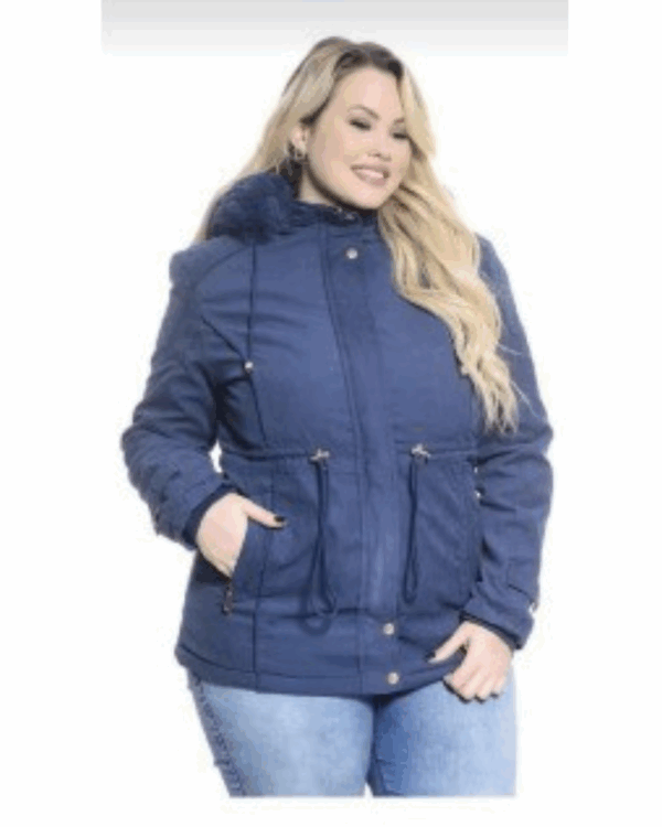 Parka de Sarja,Forro Peluciado com Capuz Removível - Image 3