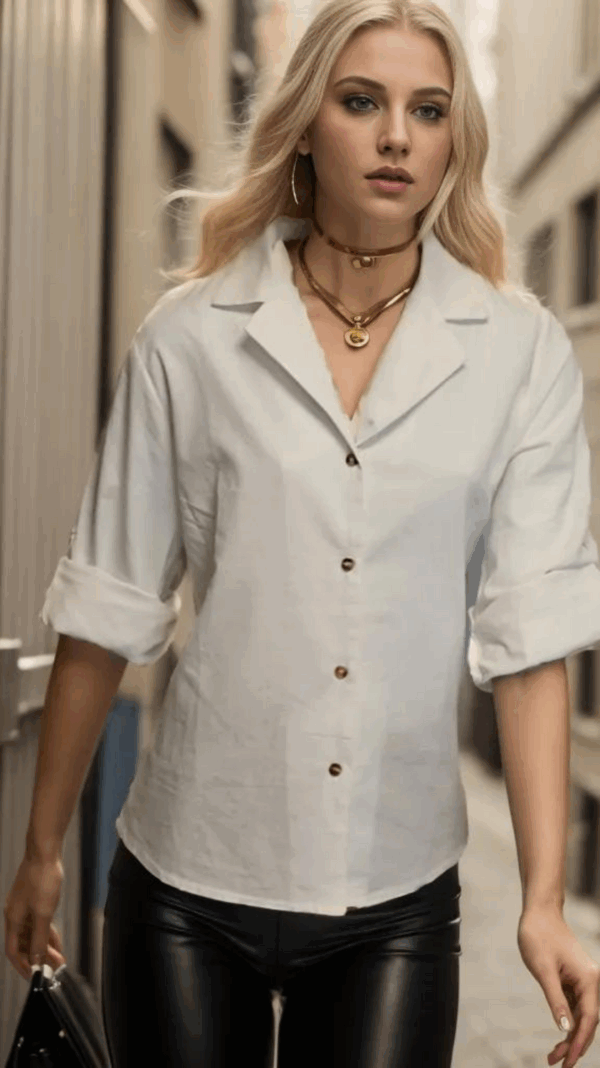 Camisa Manga Longa de Algodão com Elastano