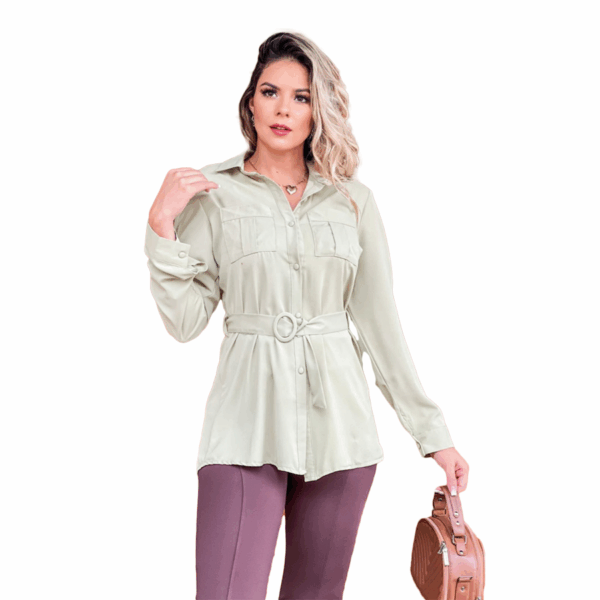 Chemise Manga Longa com Cinto - Image 2